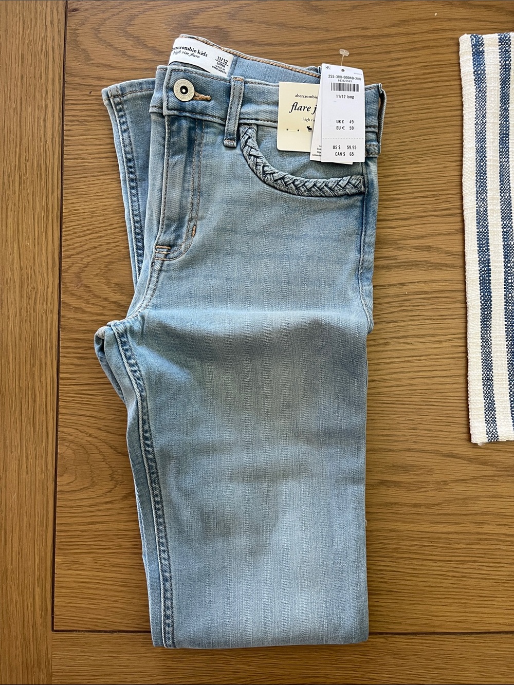 abercrombie kids Light Blue Flare Jeans with Braided Pocket